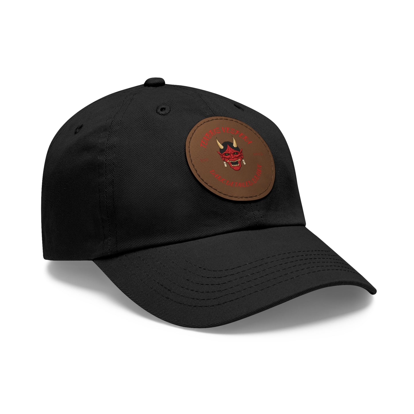 Red Oni Leather Patch Dad Hat