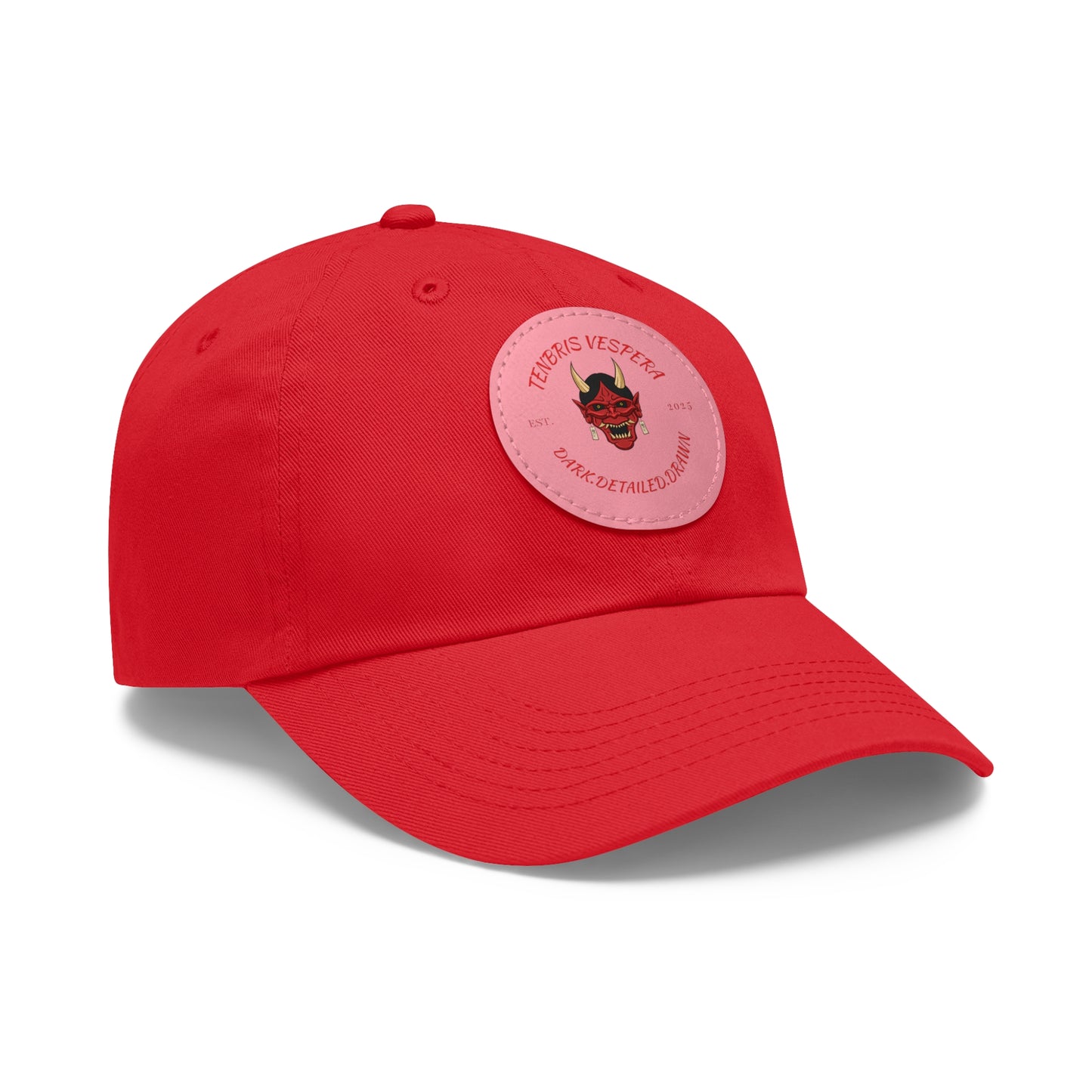Red Oni Leather Patch Dad Hat