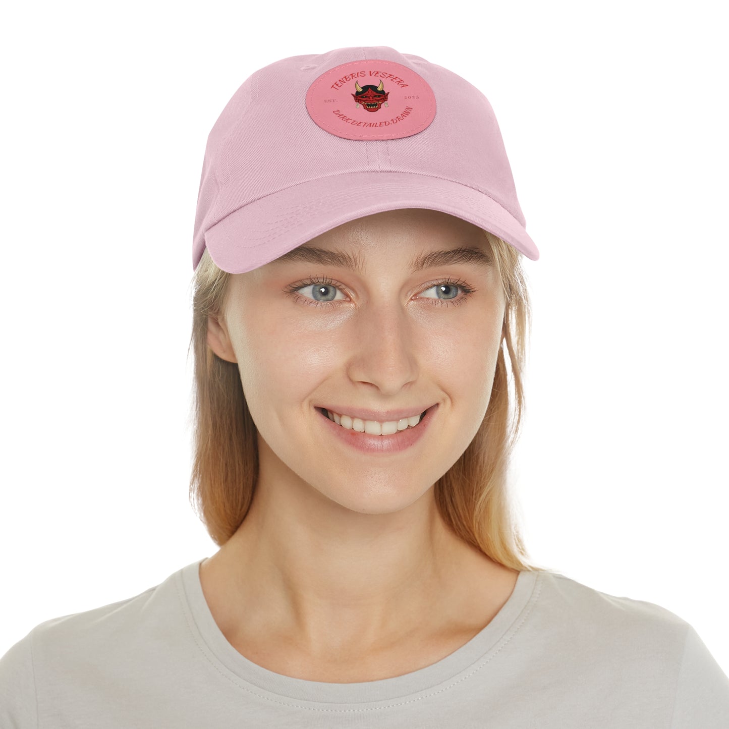 Red Oni Leather Patch Dad Hat