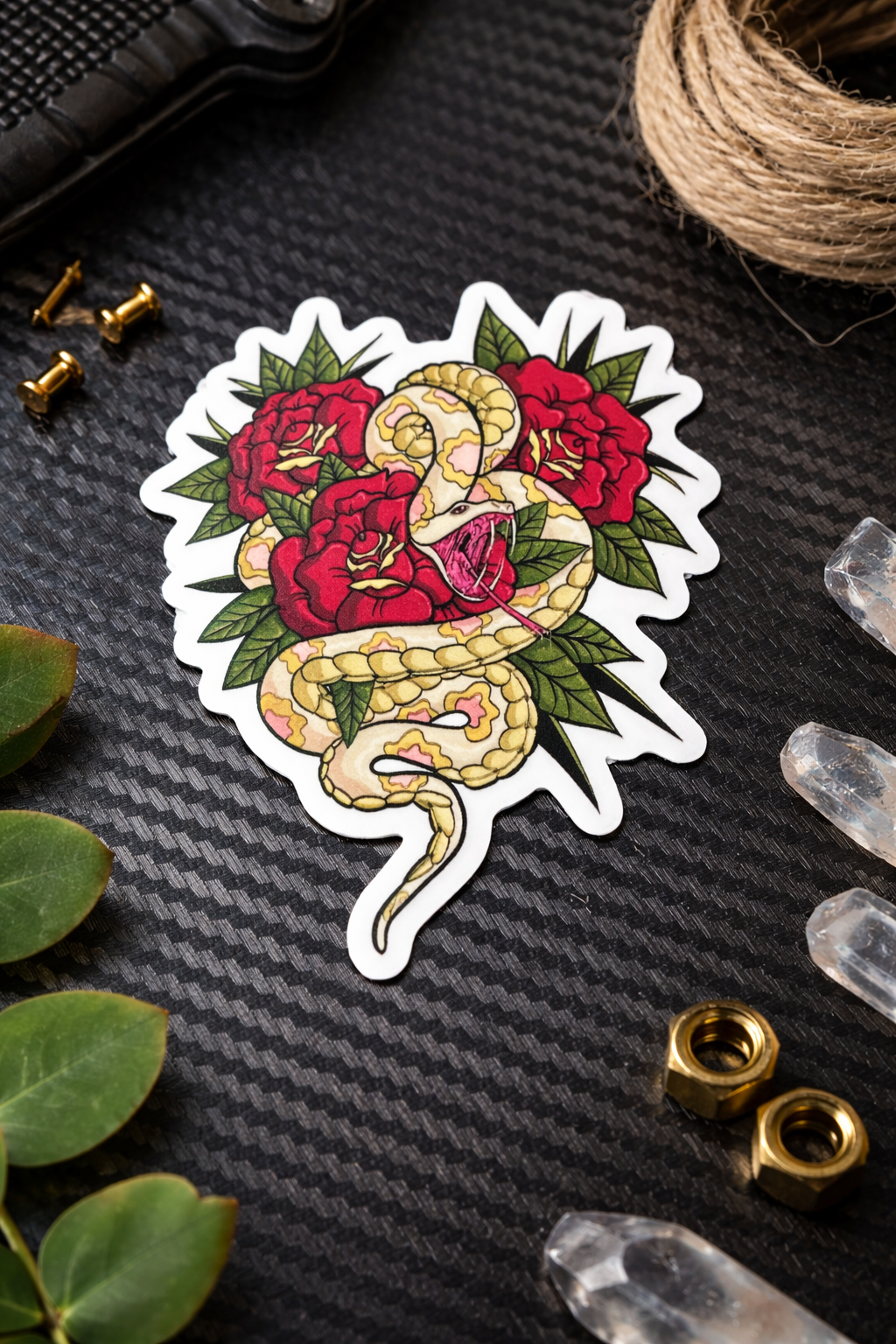 Snake and Rose Sticker 3"