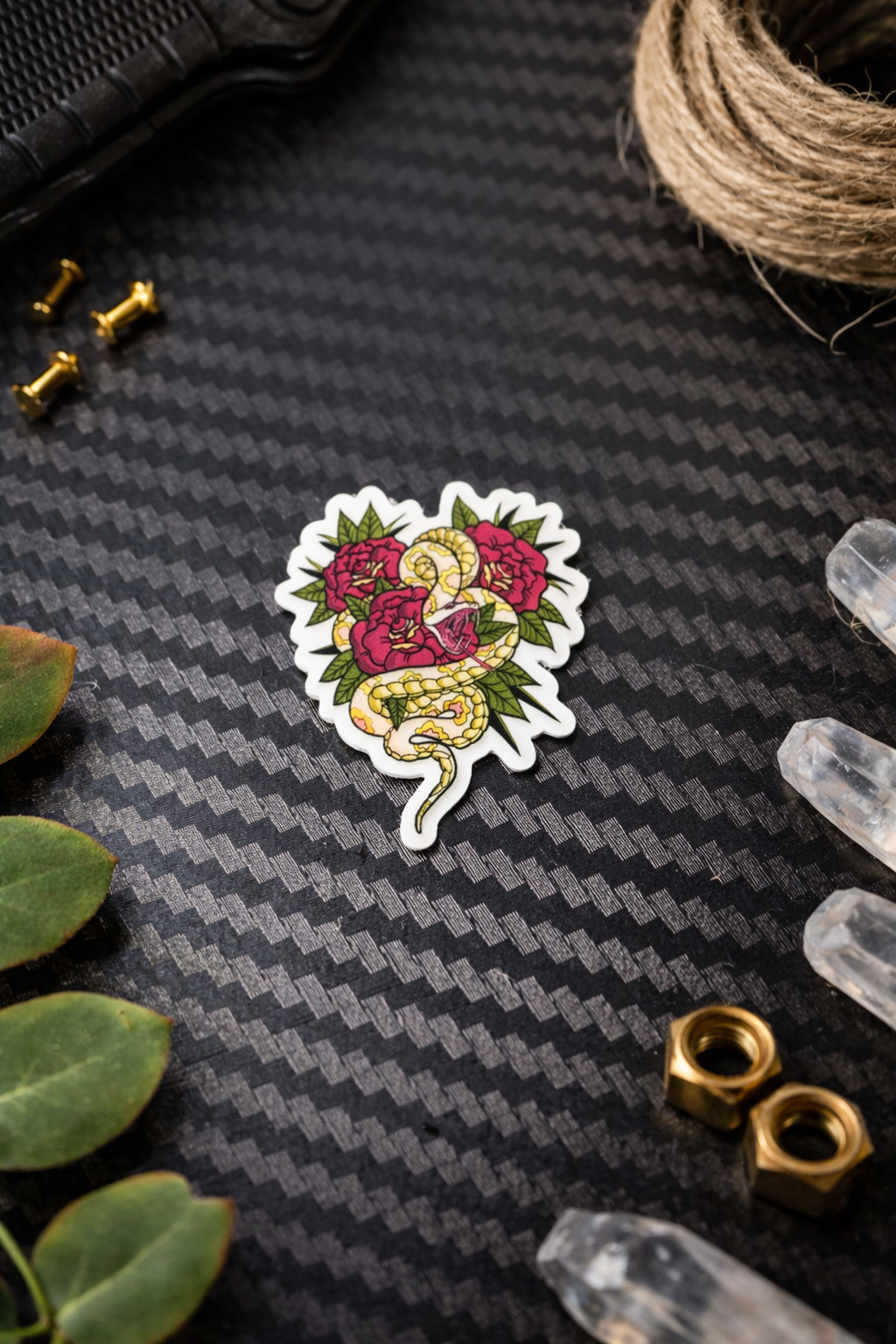 Snake and Rose Sticker 2"