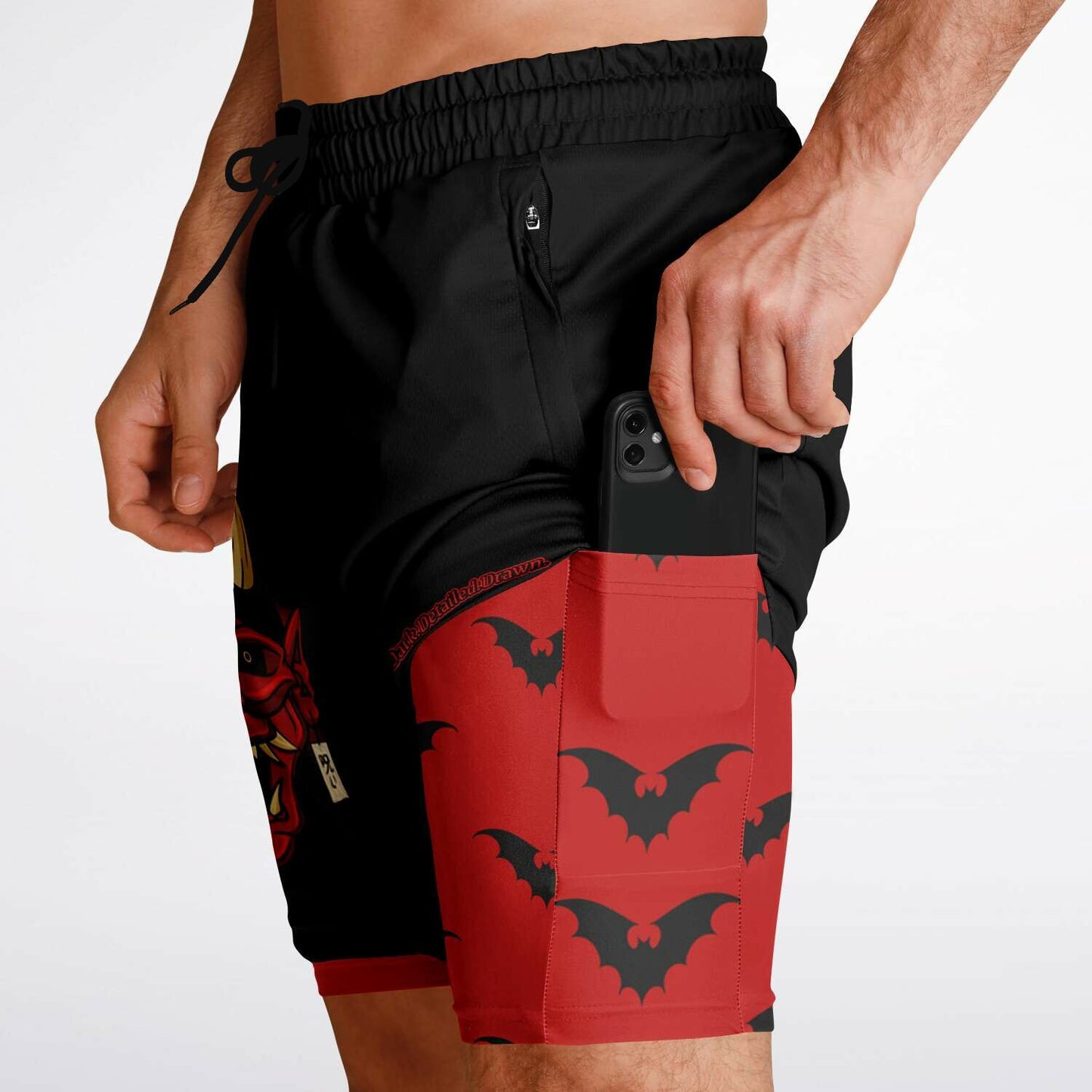 Red Oni Bats Men's 2-in-1 Shorts